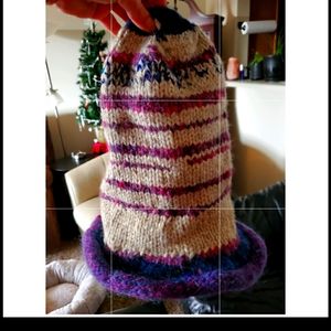 One-of-a-kind knitted wool top hat